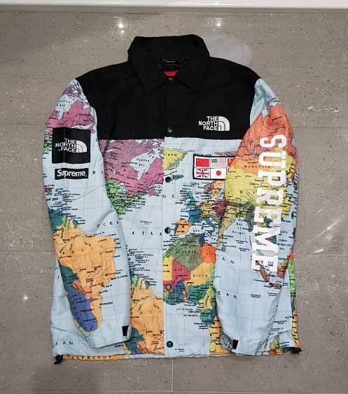 supreme x the north face jacket map